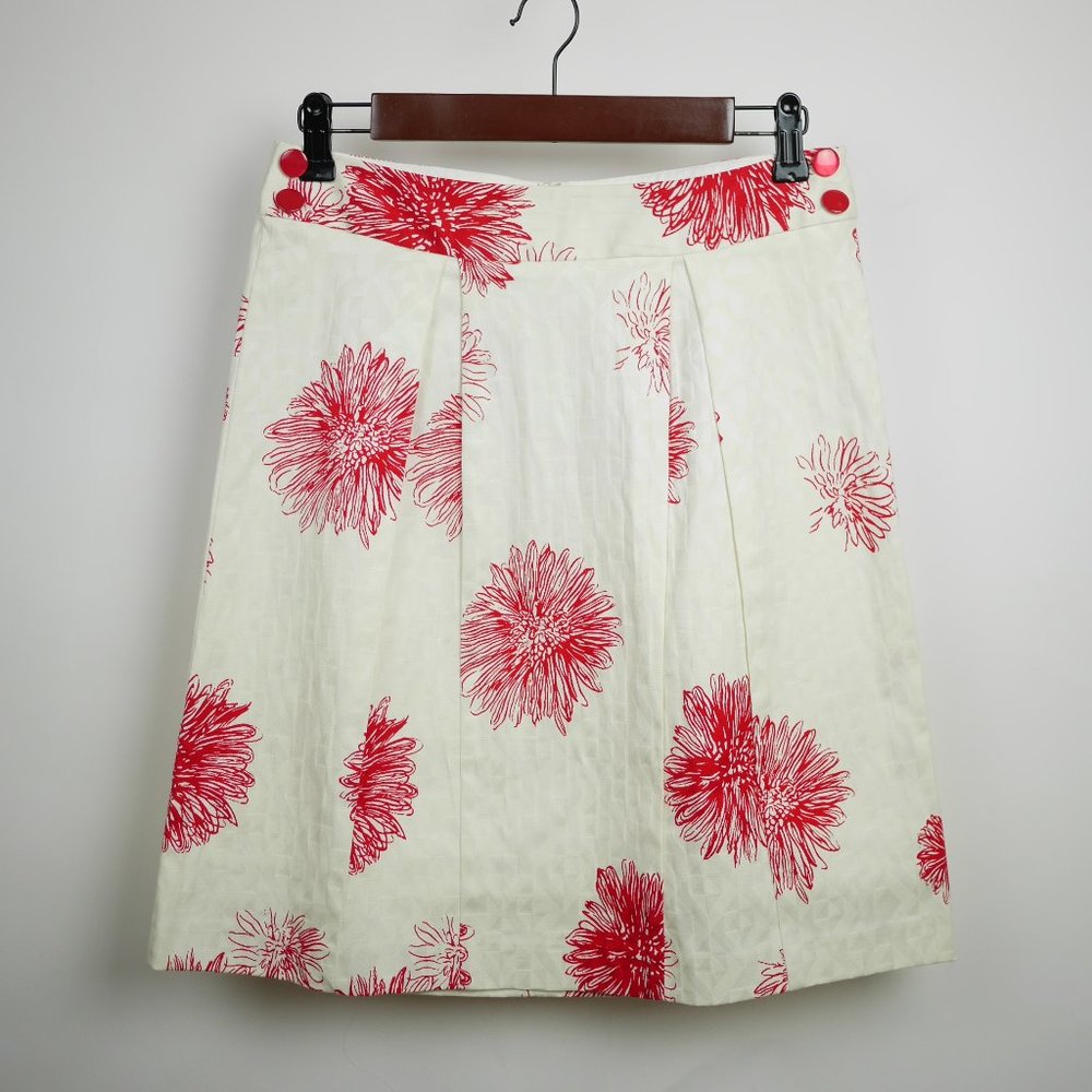PARAMETER Beige & red floral A-line flared skirt